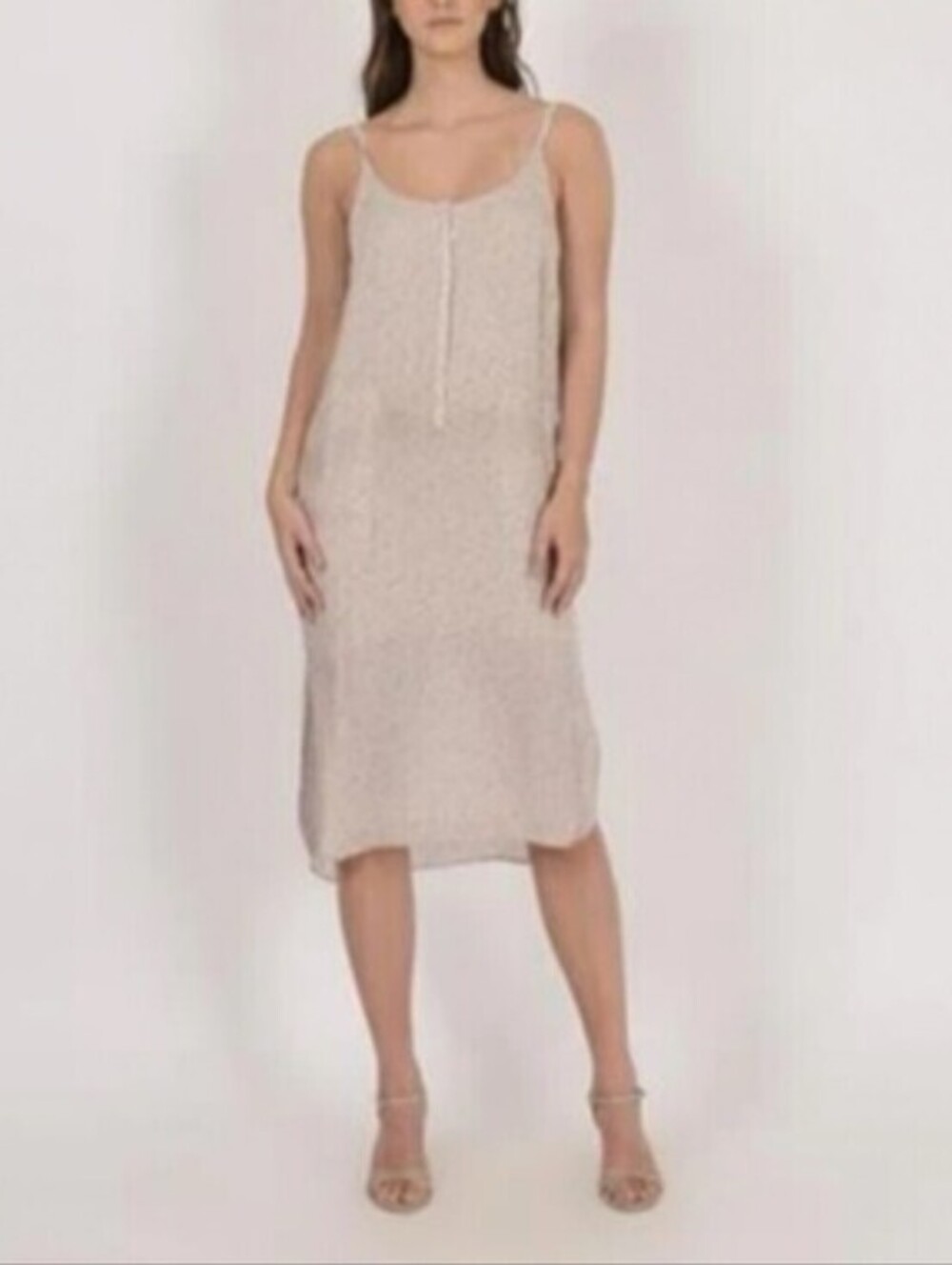 A.L.C. Silk Slip Dress in Cream with Speckle Dot Print